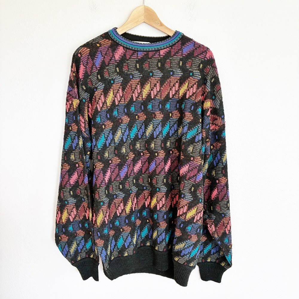 Vintage St. Croix Textured Sweater 3D Knit Biggie Cosby Chunky Made in USA XL